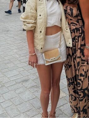 Bershka White Sequin Mini Skirt